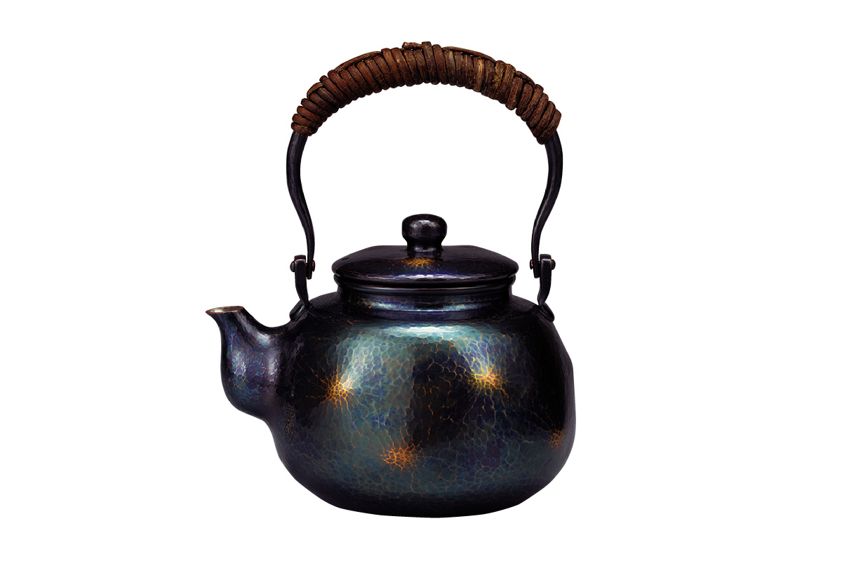 茶道具 急須 铜器 藥缶 銅製湯沸  紫金色鎚肌 茶器ホビー・楽器・アート
